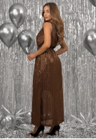 Cekinowa Kleid maxi Red Carpet Christmas Schokoladenbraun