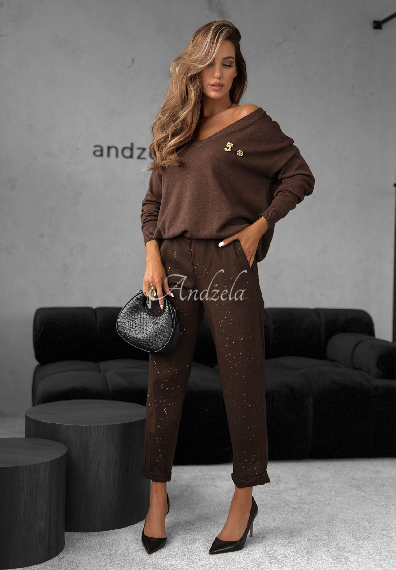 Leichter Viskosepullover Dailies Schokoladenbraun
