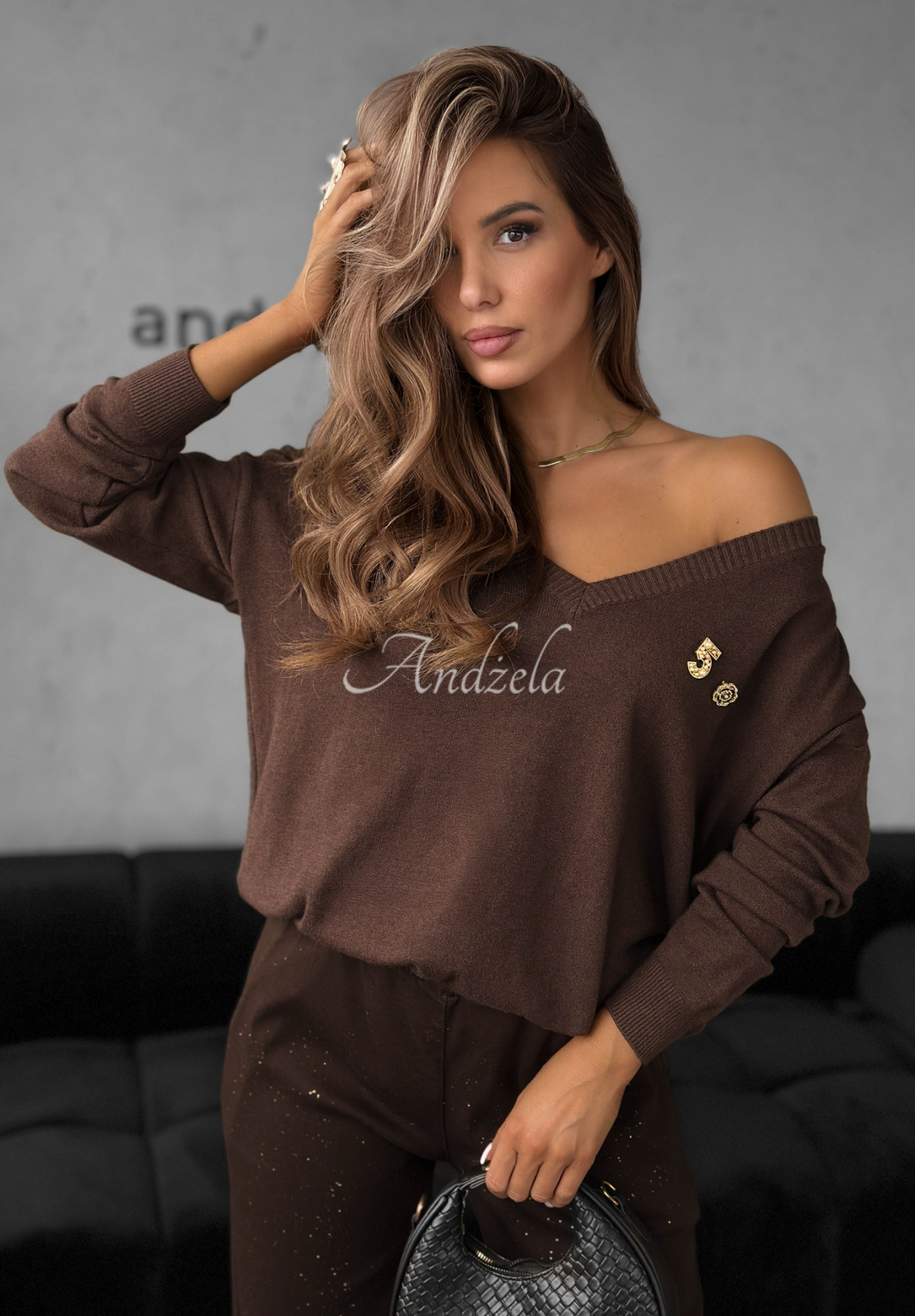 Leichter Viskosepullover Dailies Schokoladenbraun