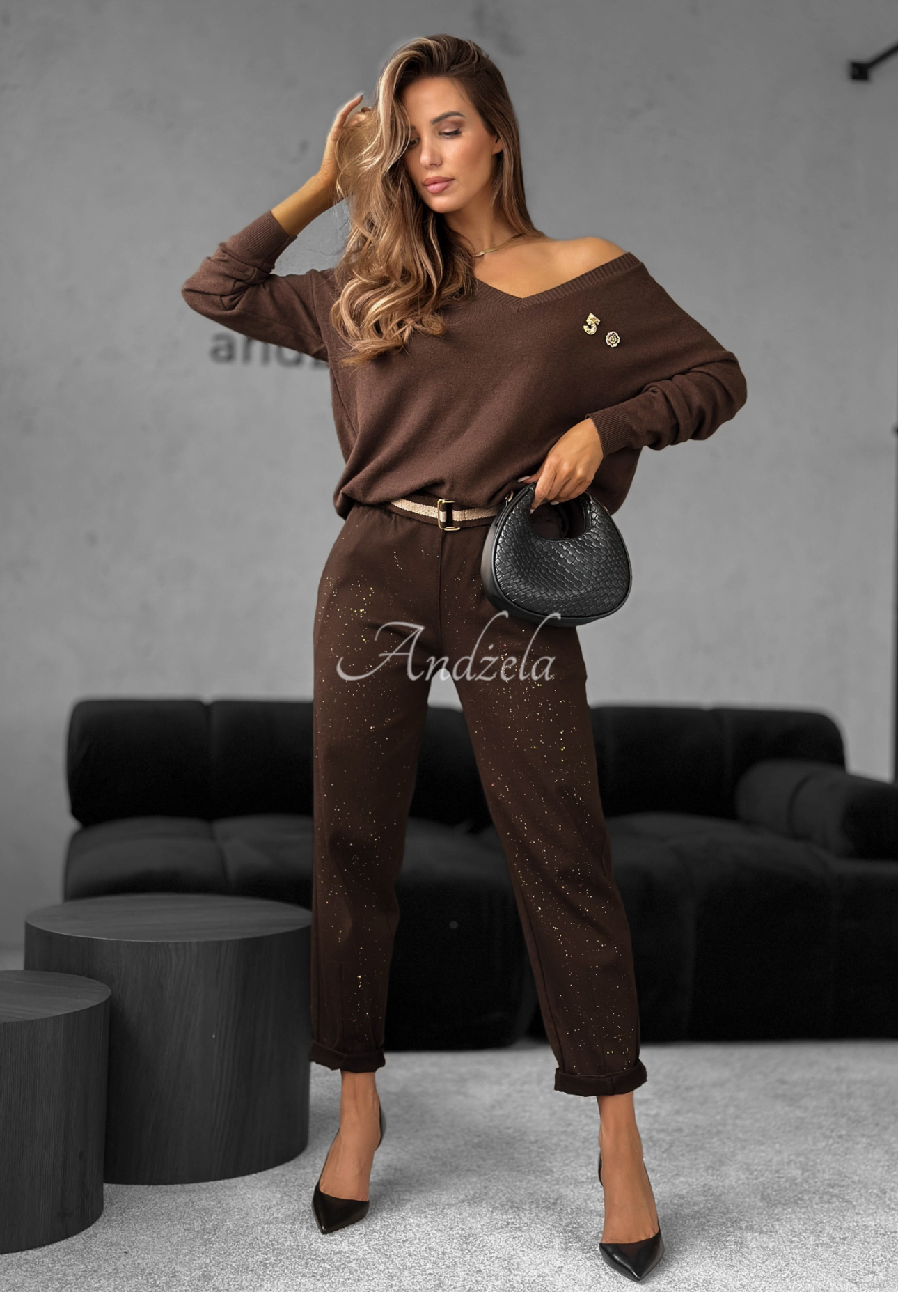 Leichter Viskosepullover Dailies Schokoladenbraun