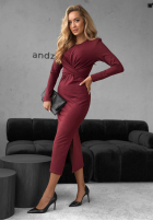 Kleid midi z wiązaniem First Move Burgunderrot