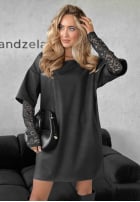Skórzana Kleid oversize End Of That Schwarz