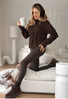 Ozdobnie pleciony Pullover Good Energy Schokoladenbraun