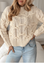 Ozdobnie pleciony Pullover Good Energy Beige