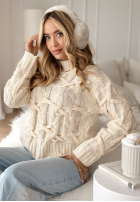 Ozdobnie pleciony Pullover Good Energy Beige