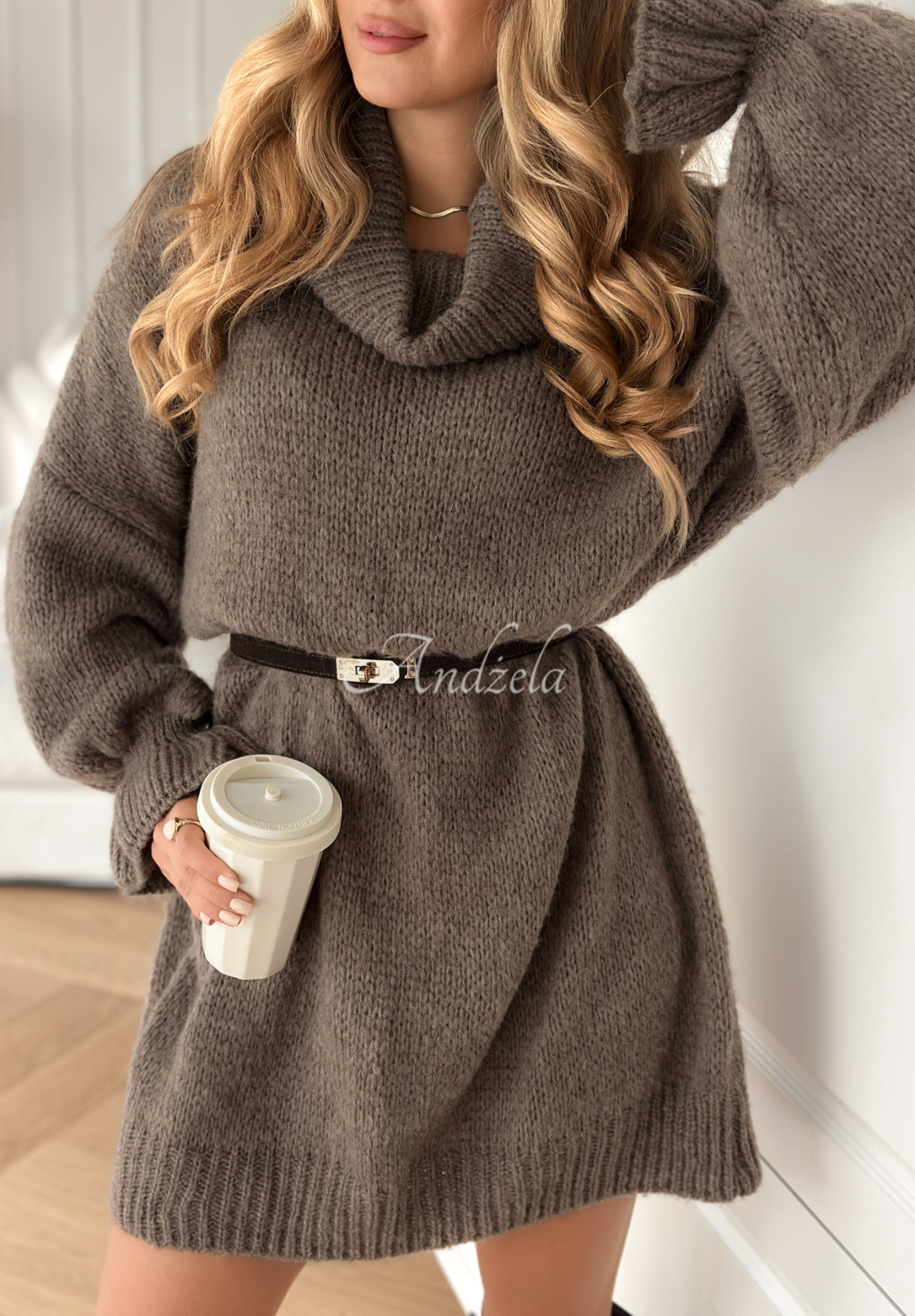 Pulloverkleid aus Wolle und Viskose Soft Hug Beige