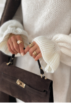 Długi Pullover z golfem Soft Hug Ecru