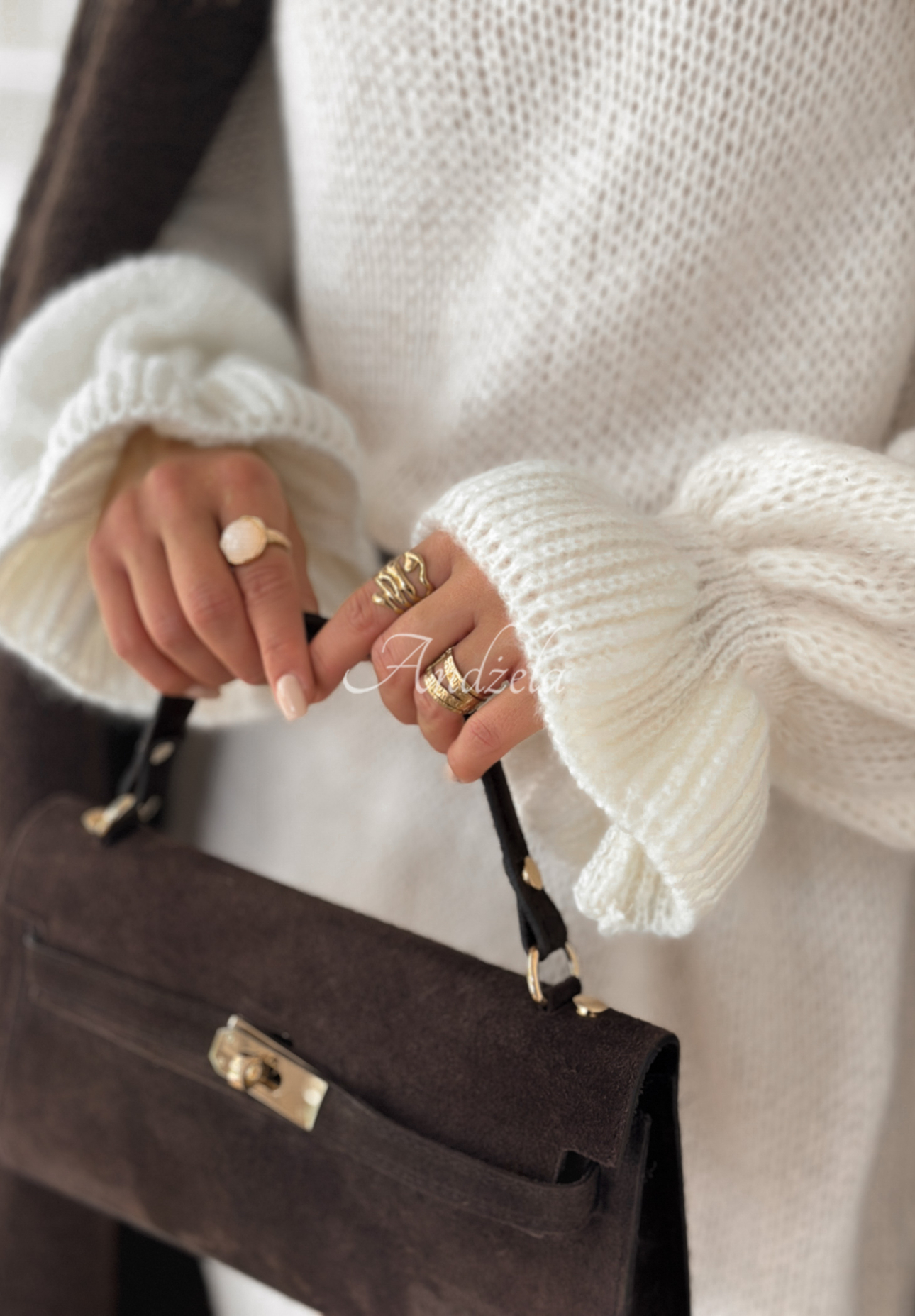 Pulloverkleid aus Wolle und Viskose Soft Hug Ecru