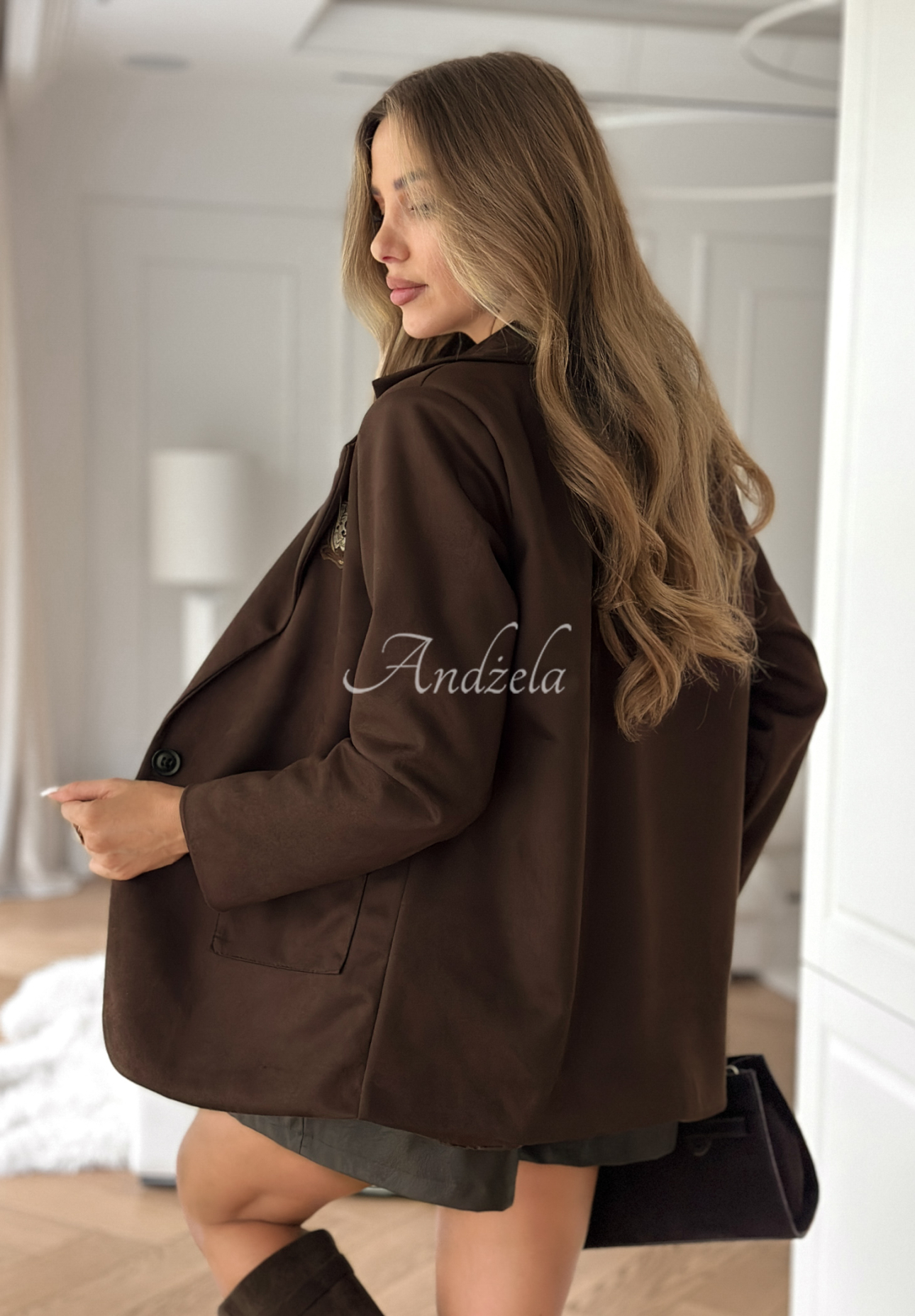 Blazer aus Wildleder Am I Wrong Schokoladenbraun