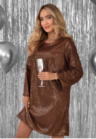 Pailletten-Minikleid mit Bindeband hinten From The Sky Schokoladenbraun