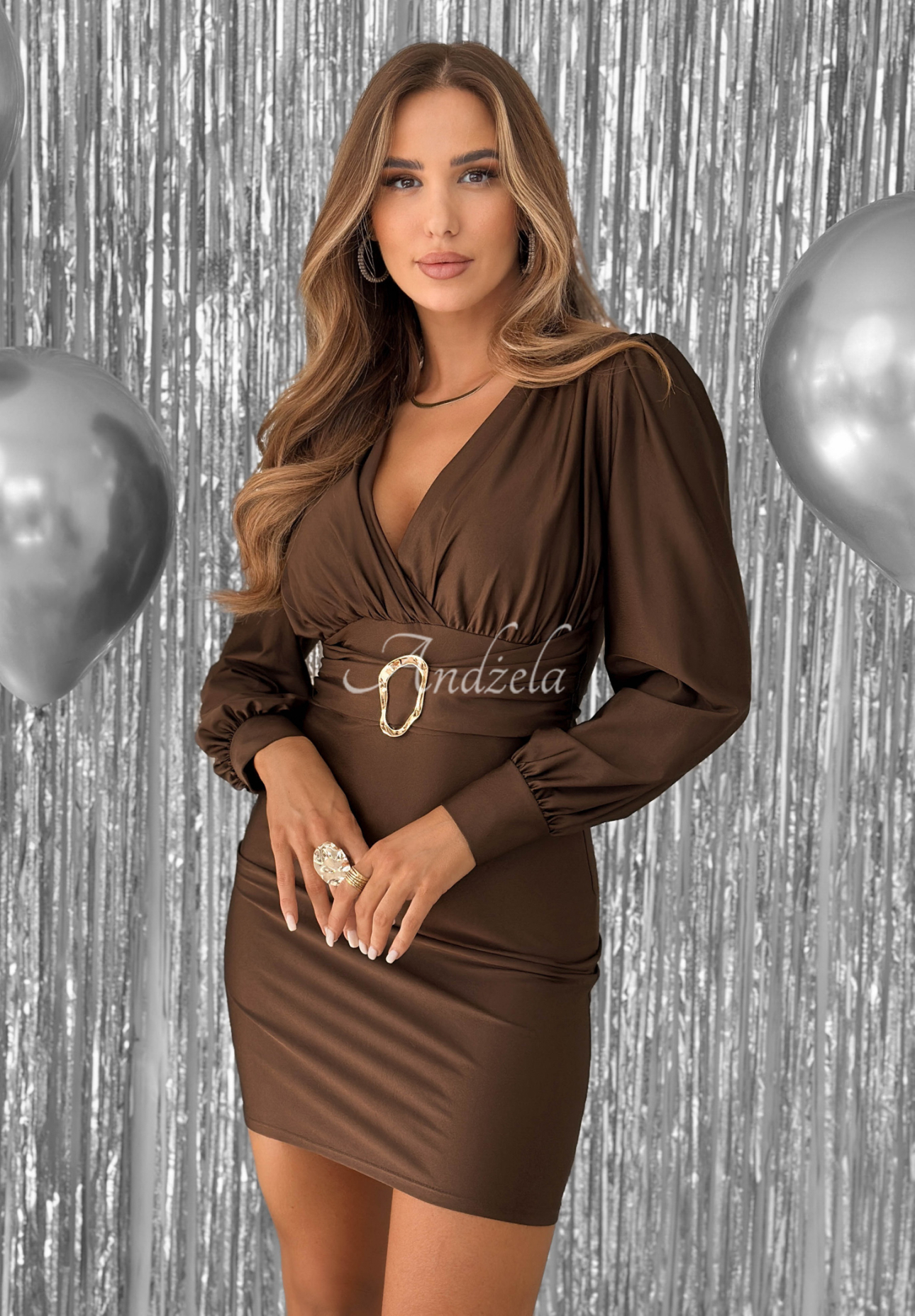 Kleid mit Puffärmeln Pretty Devil Schokoladenbraun
