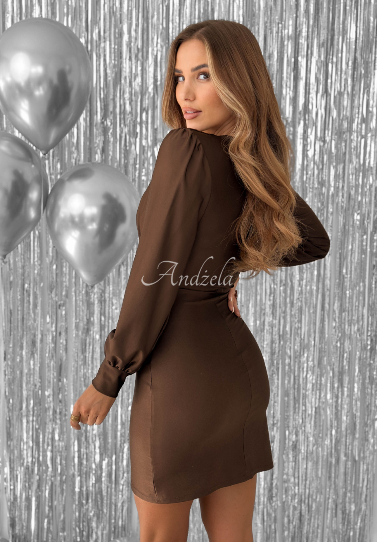 Kleid mit Puffärmeln Pretty Devil Schokoladenbraun