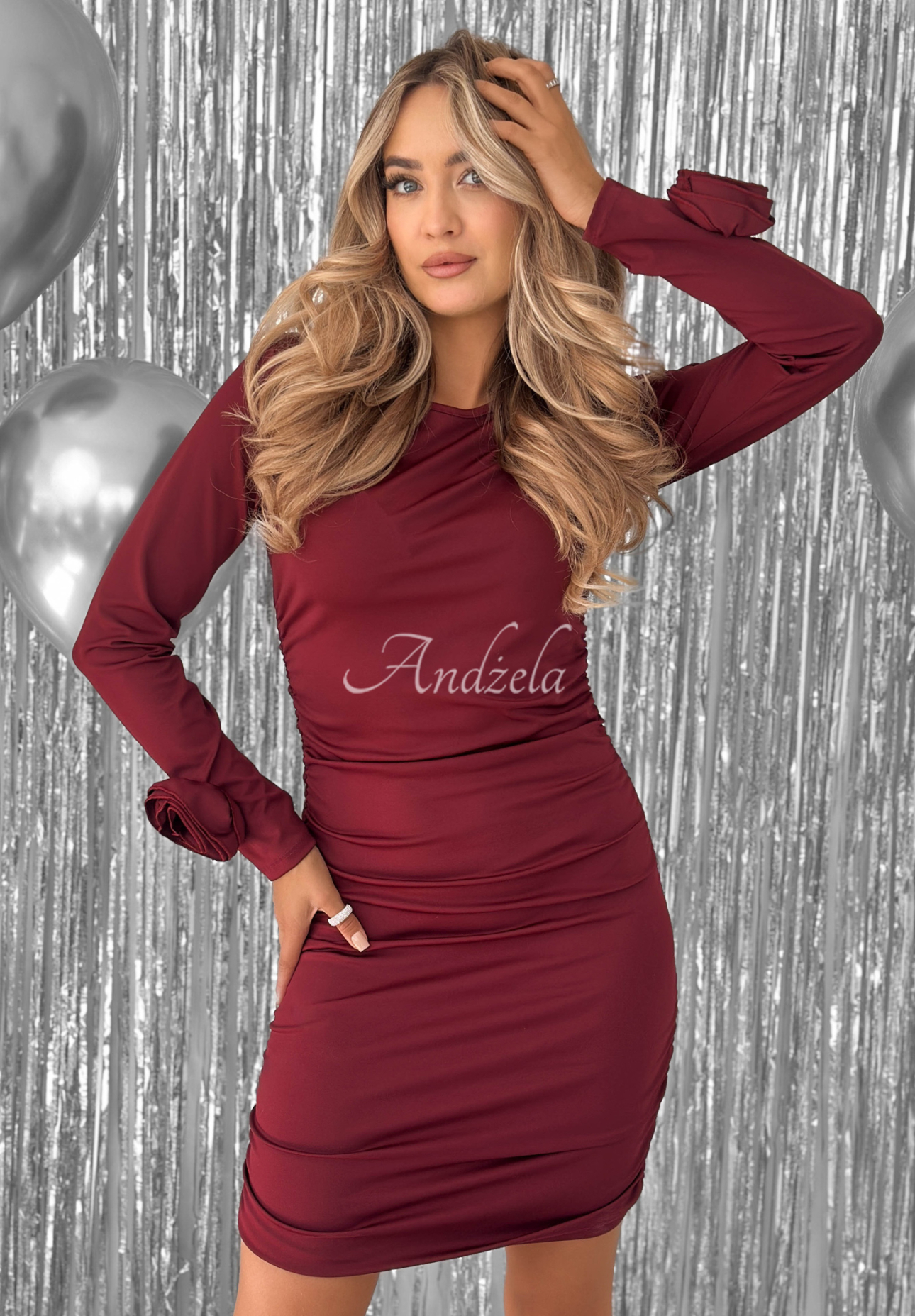 Minikleid mit Rüschen Private Party Burgunderrot