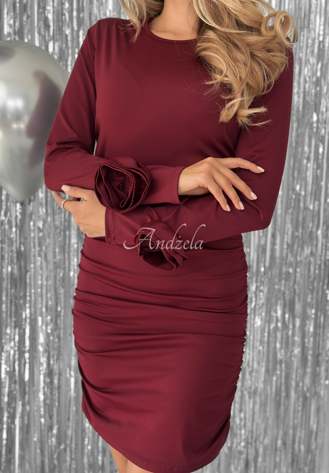 Minikleid mit Rüschen Private Party Burgunderrot