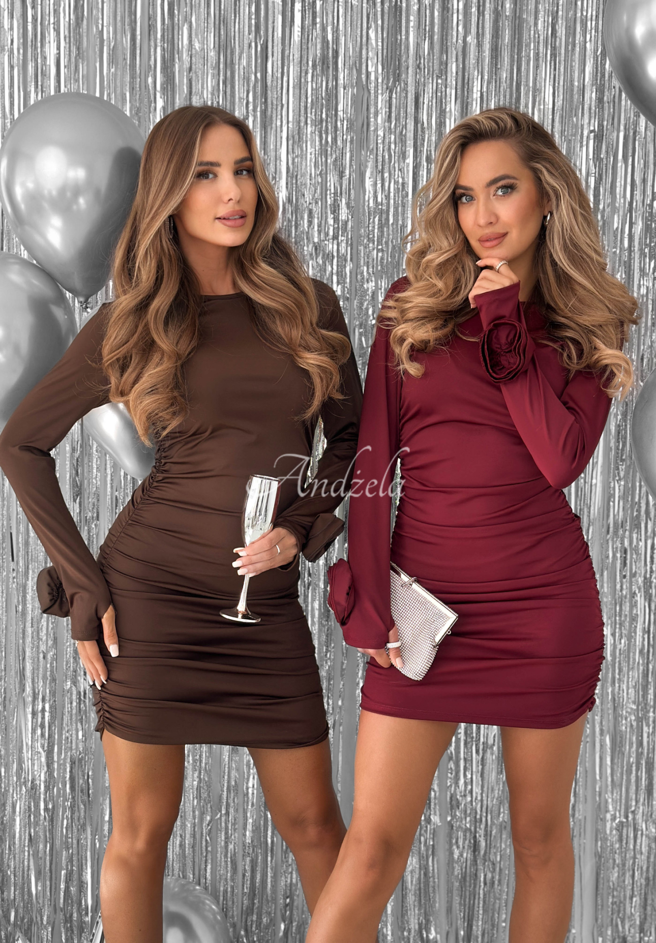Minikleid mit Rüschen Private Party Schokoladenbraun