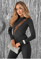Długi dopasowany Jumpsuit z wycięciem Not Sure Yet Schwarz
