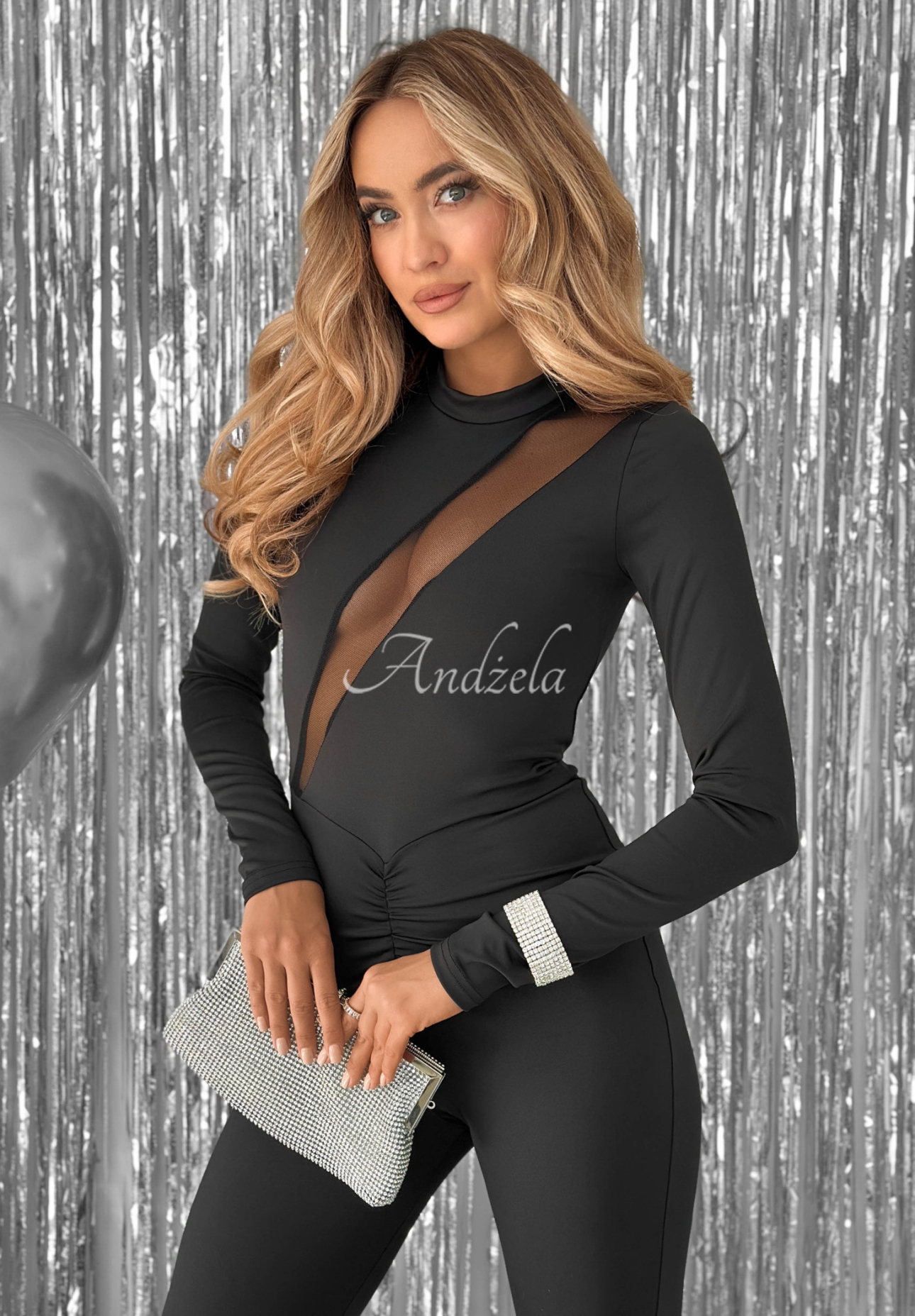 Langer, taillierter Jumpsuit aus Viskose Not Sure Yet Schwarz