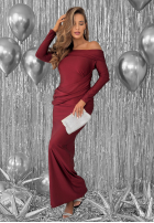 Dopasowana Kleid na jedno ramię Magical Night Burgunderrot