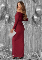 Dopasowana Kleid na jedno ramię Magical Night Burgunderrot
