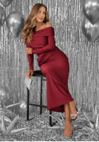 Dopasowana Kleid na jedno ramię Magical Night Burgunderrot