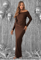 Dopasowana Kleid na jedno ramię Magical Night Schokoladenbraun