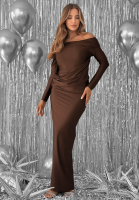 Figurbetontes Maxikleid Magical Night Schokoladenbraun