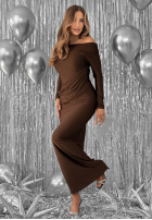 Dopasowana Kleid na jedno ramię Magical Night Schokoladenbraun