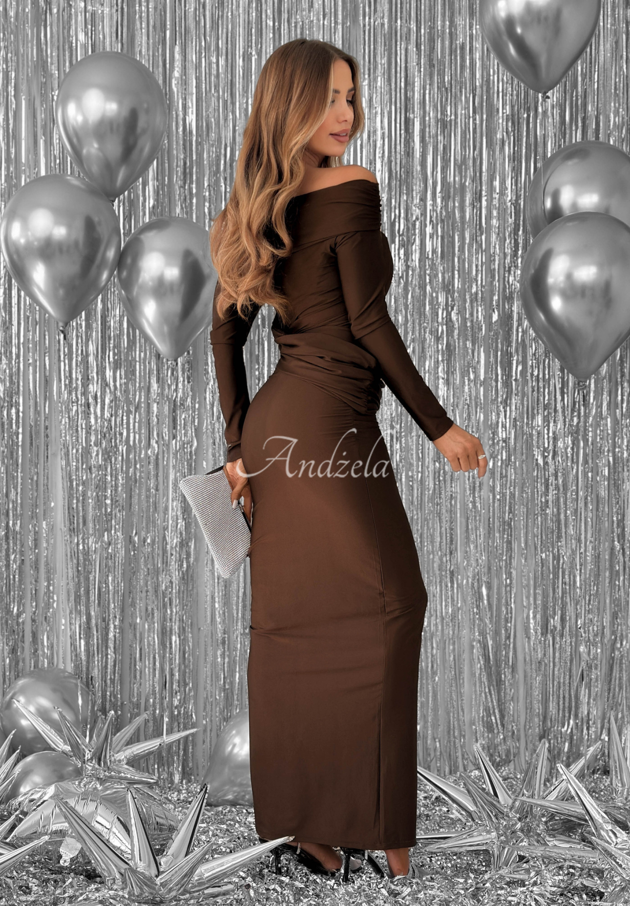 Figurbetontes Maxikleid Magical Night Schokoladenbraun