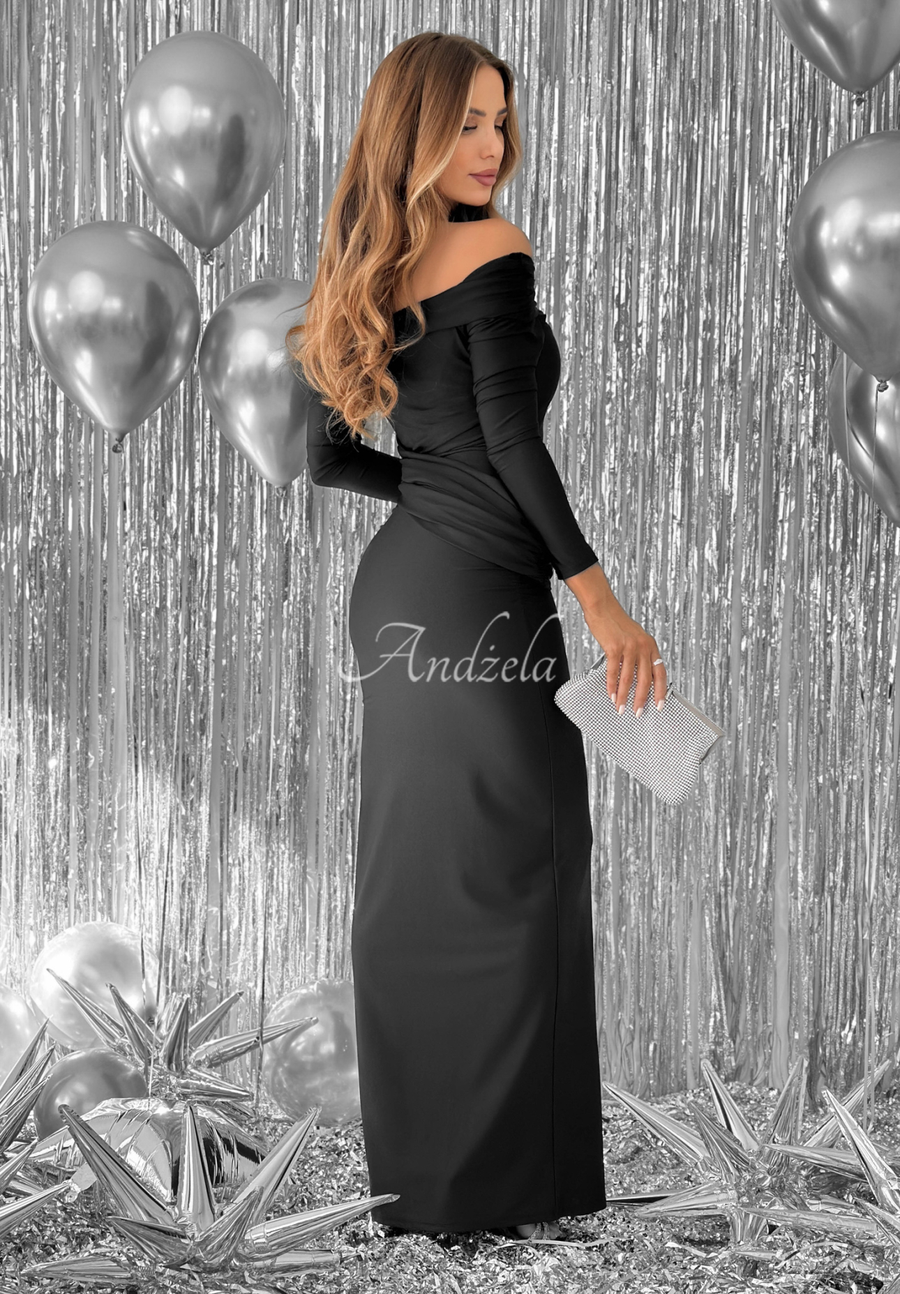 Figurbetontes Maxikleid Magical Night Schwarz