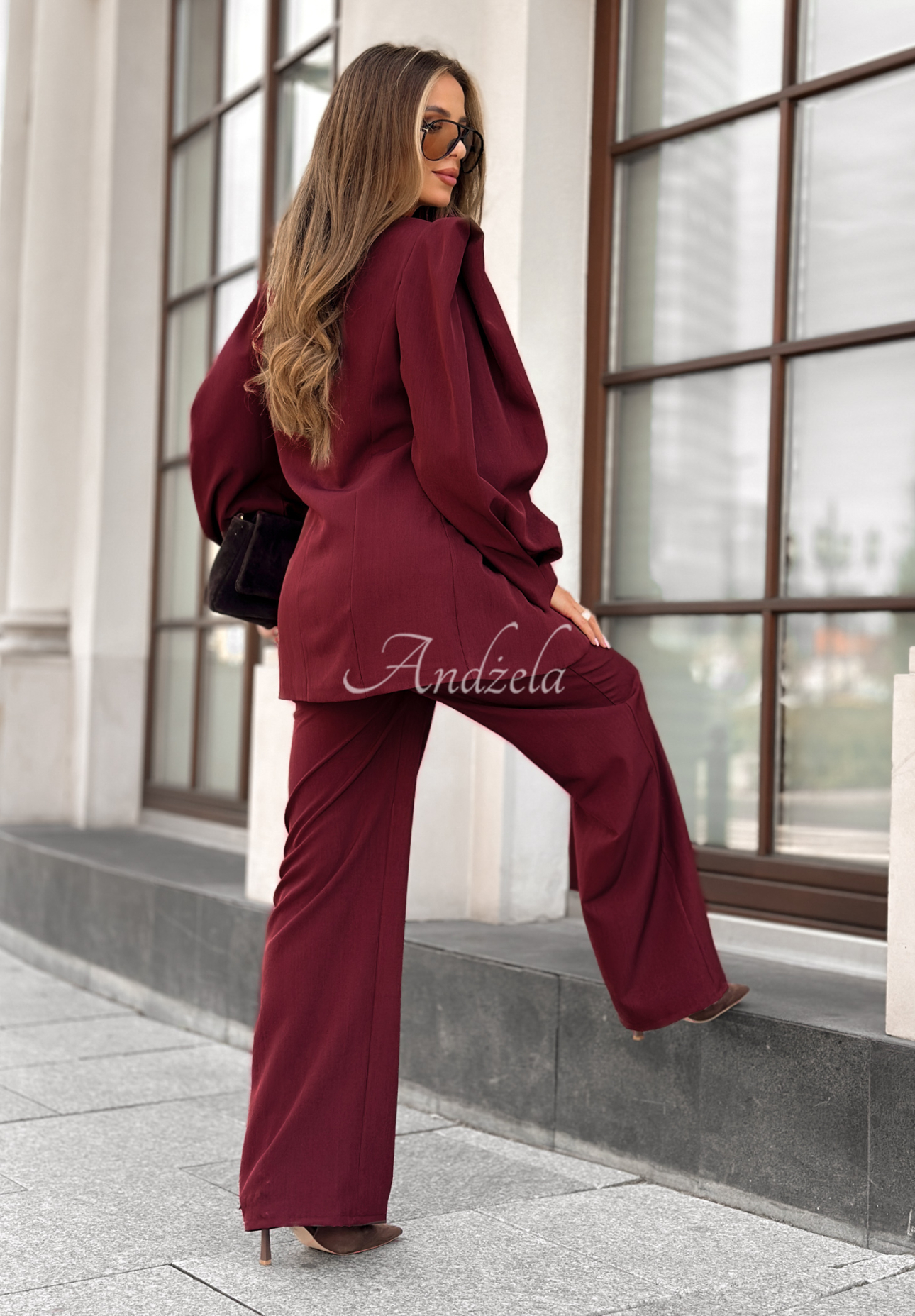 Set aus Blazer und Hose Too Late To Ask Burgunderrot