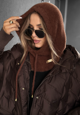 Halswärmer Alpaka Balaclava mit Kapuze Long Nights Schokoladenbraun