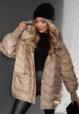 Daunenjacke mit Kapuze Choose Yourself Beige