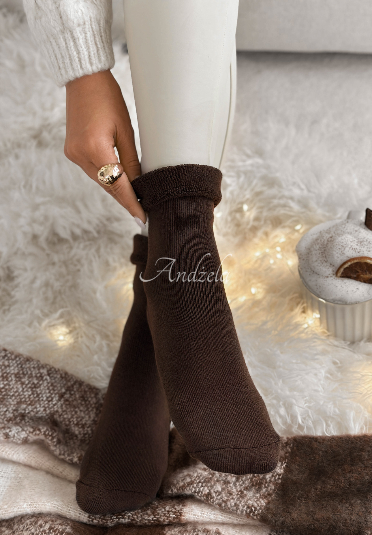 Lange Socken Cozy Mood Schokoladenbraun