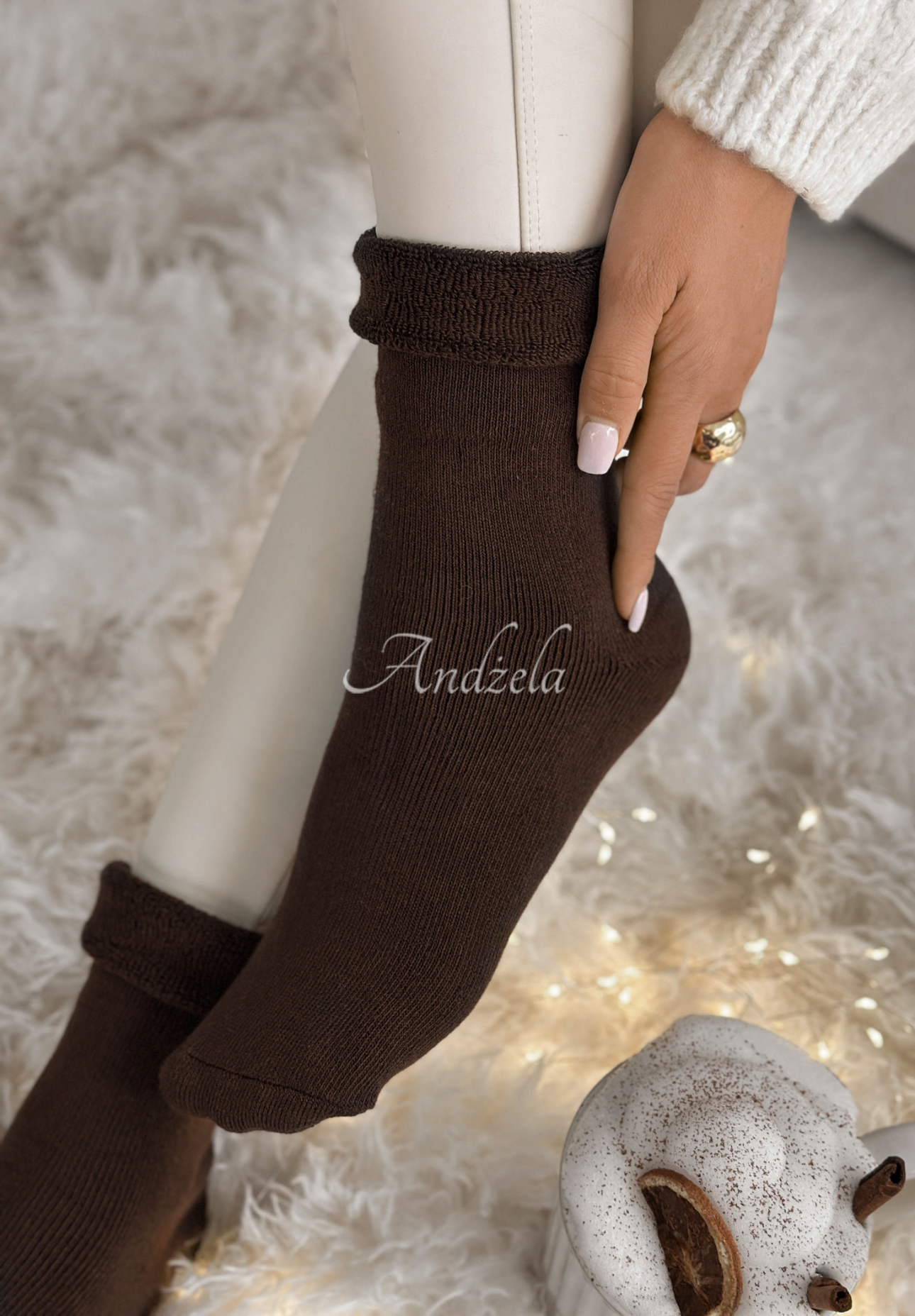 Lange Socken Cozy Mood Schokoladenbraun