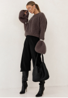 Moherowy Pullover z szerokimi rękawami Cocomore Cloudly Mokkafarben