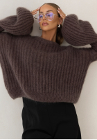 Moherowy Pullover z szerokimi rękawami Cocomore Cloudly Mokkafarben
