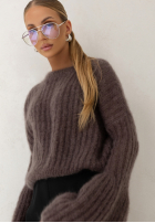 Moherowy Pullover z szerokimi rękawami Cocomore Cloudly Mokkafarben