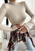 Bluse longsleeve z półgolfem First Of All Mokkafarben