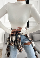 Bluse longsleeve z półgolfem First Of All Ecru