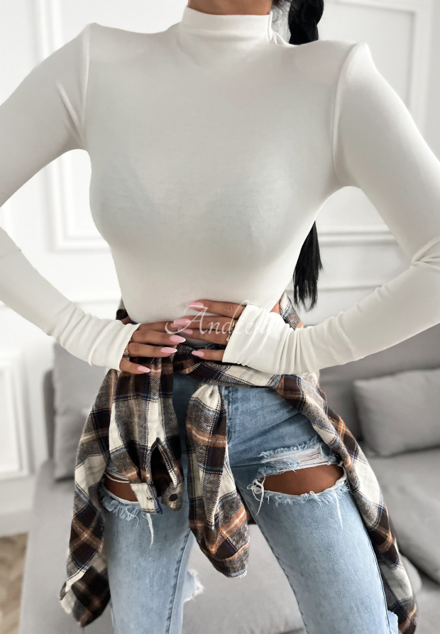 Bluse mit longsleeve und Turtleneck First Of All Ecru