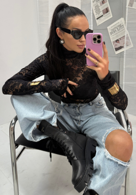 Bluse aus Viskose mit Spitze La Milla I'm Yours Schwarz