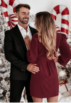 Kleid z bufkami i paskiem Crazy About You  Burgunderrot