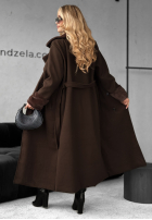 Długi Mantel z futerkiem Not My Fault Schokoladenbraun
