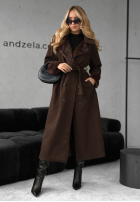 Długi Mantel z futerkiem Not My Fault Schokoladenbraun