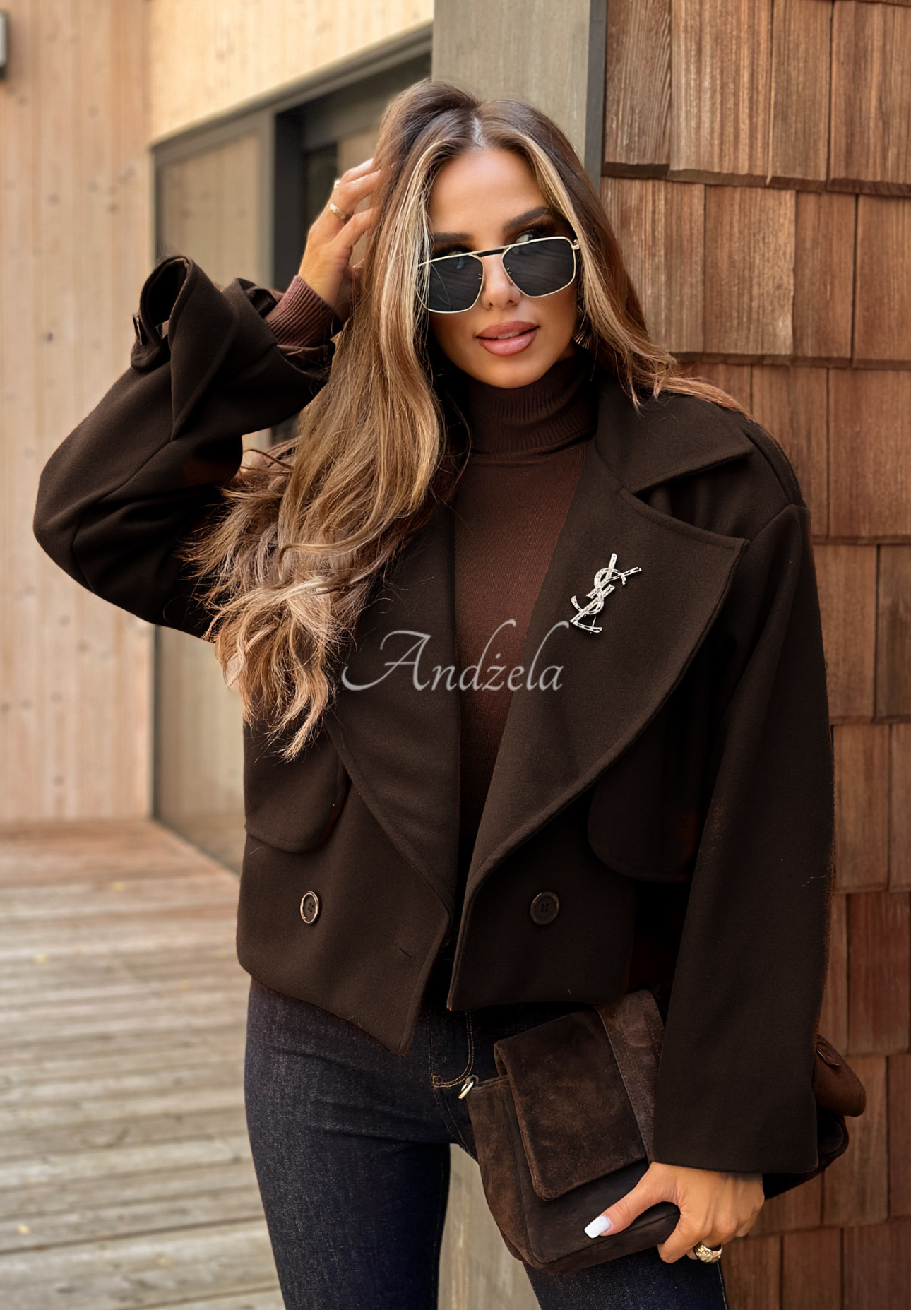 Kurzer Mantel West Chicago dunkel Schokolade