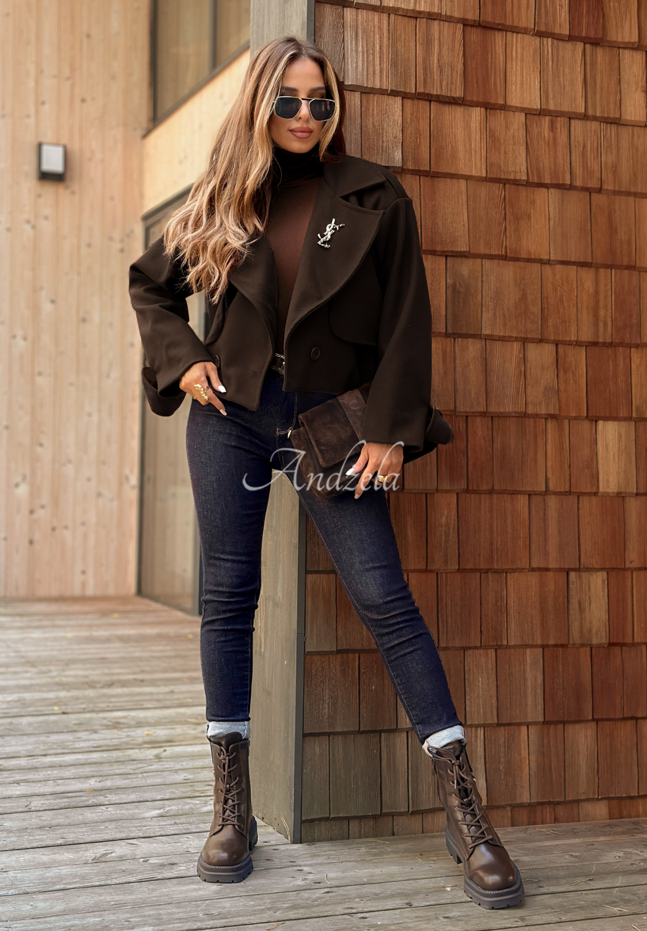 Kurzer Mantel West Chicago dunkel Schokolade