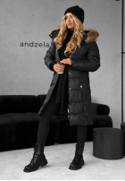 Pikowana Jacke z futerkiem Autumn Rush Schwarz