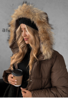 Pikowana Jacke z futerkiem Autumn Rush Schokoladenbraun