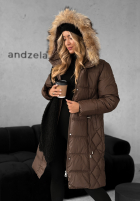 Pikowana Jacke z futerkiem Autumn Rush Schokoladenbraun