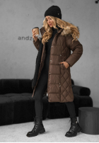 Pikowana Jacke z futerkiem Autumn Rush Schokoladenbraun